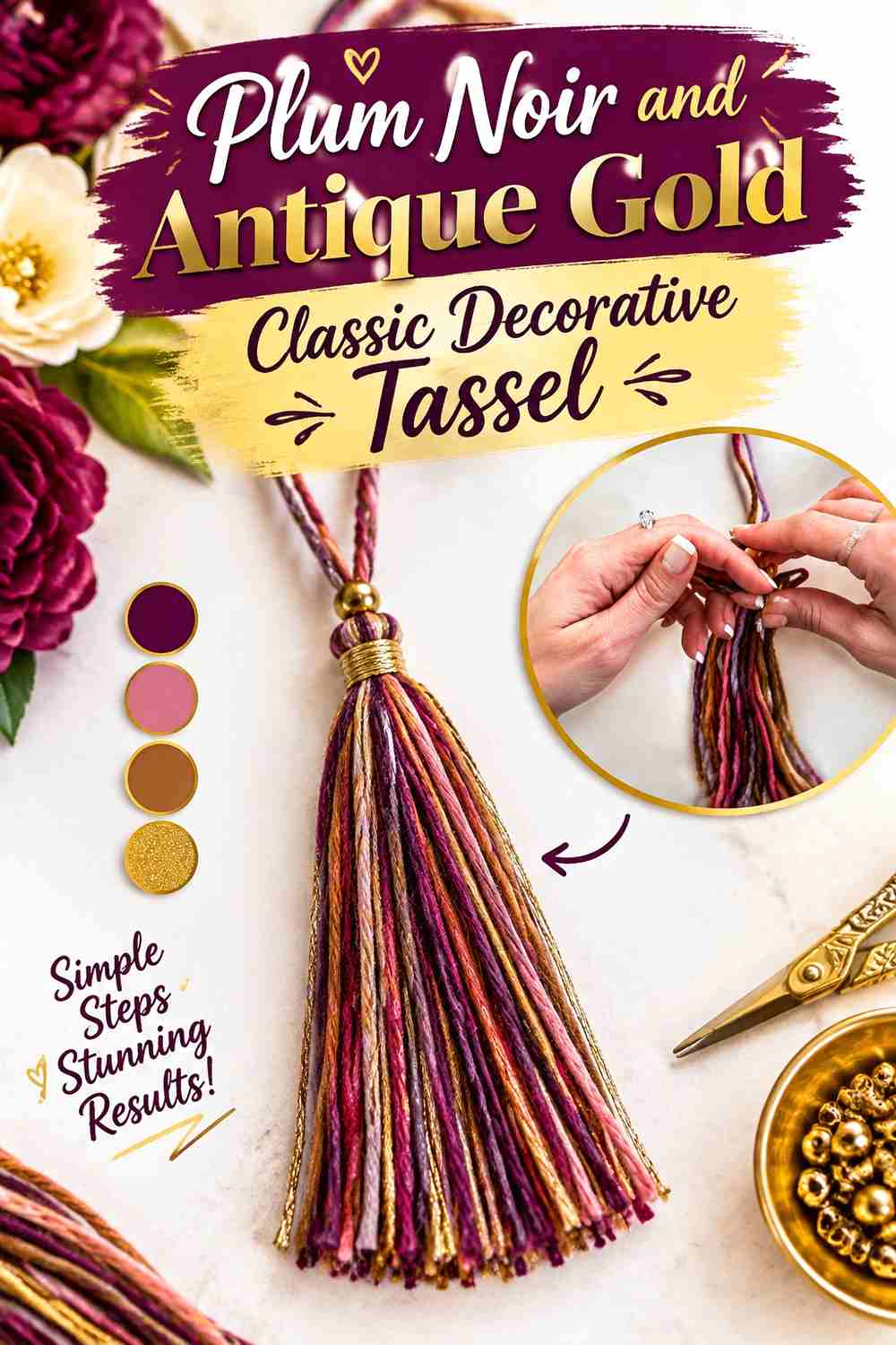 17. Plum Noir And Antique Gold Classic Decorative Tassel