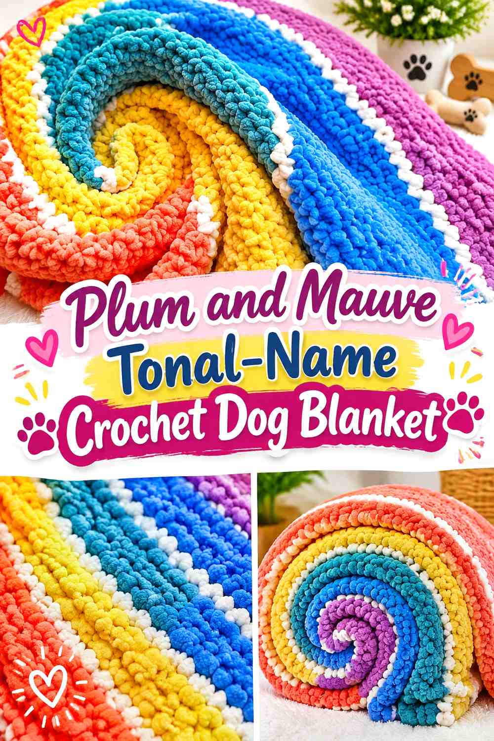Plum and Mauve Tonal-Name Crochet Dog Blanket