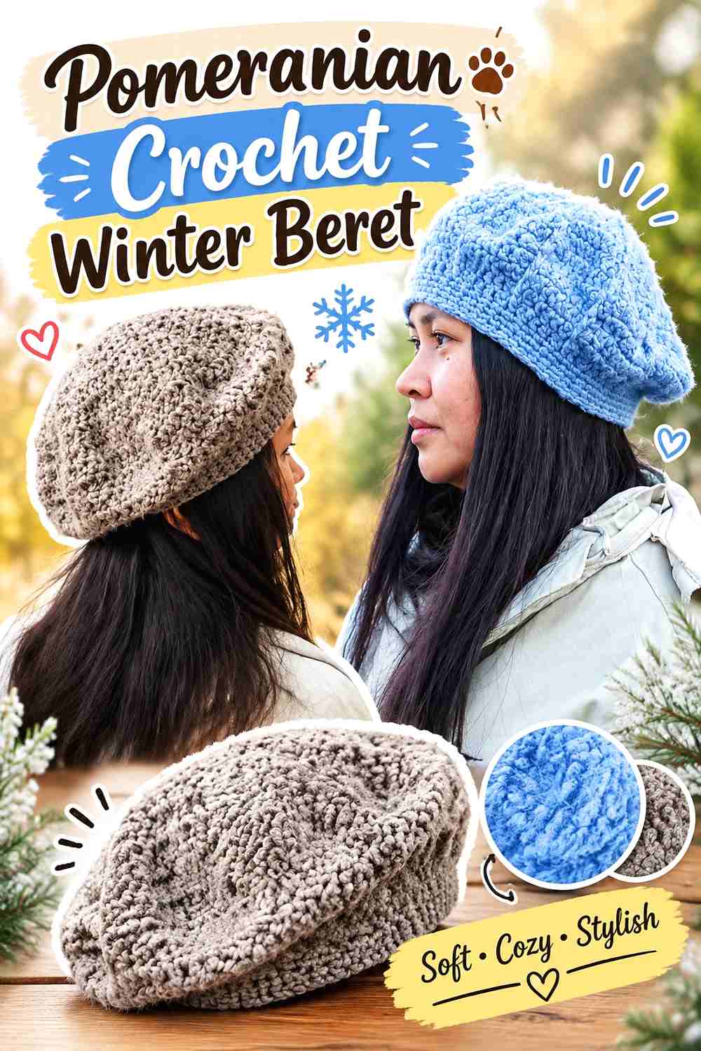 Pomeranian Crochet Winter Beret