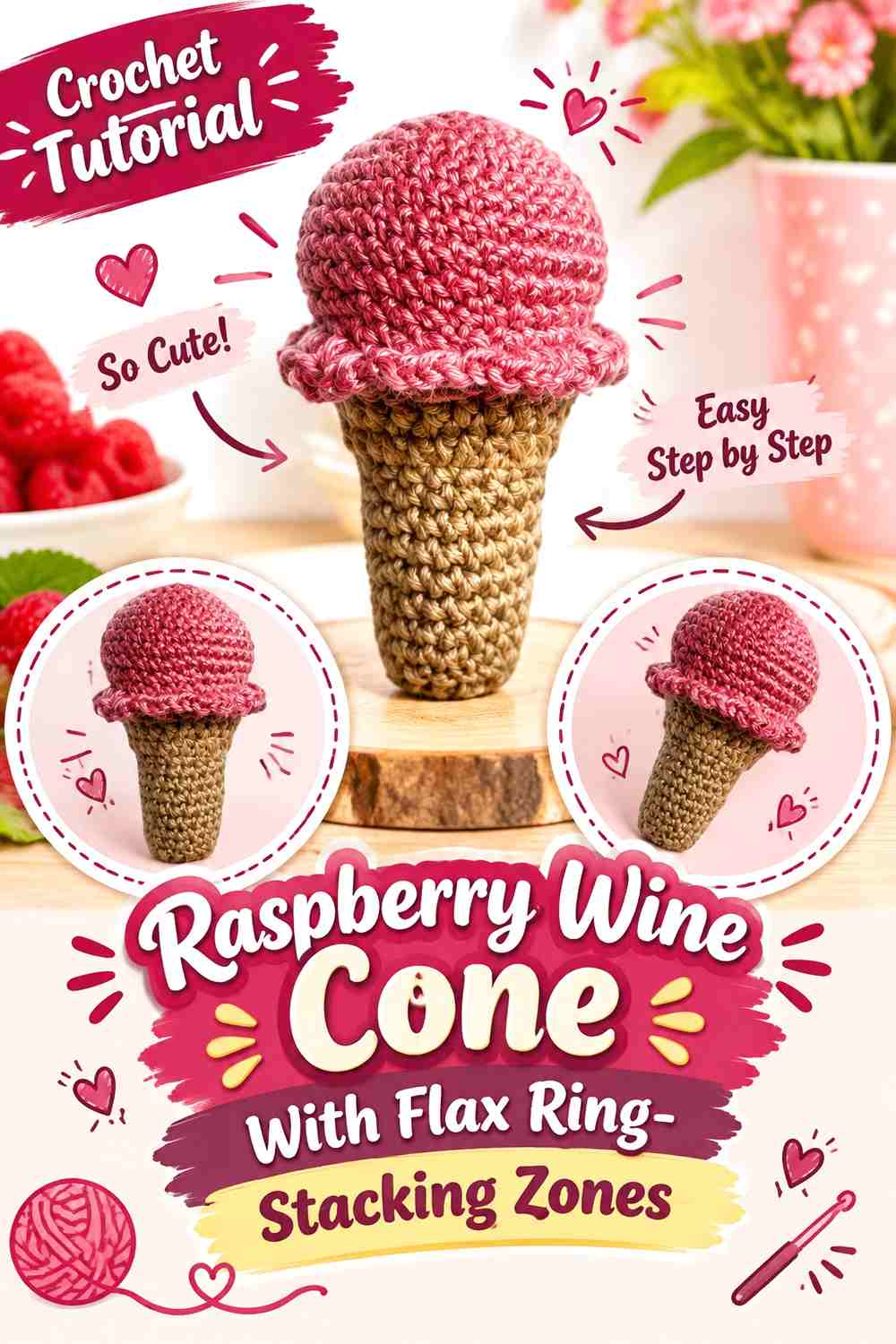 12. Raspberry Wine Cone With Flax Ring Stacking Zones