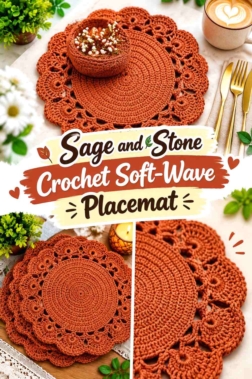 Sage and Stone Crochet Soft-Wave Placemat