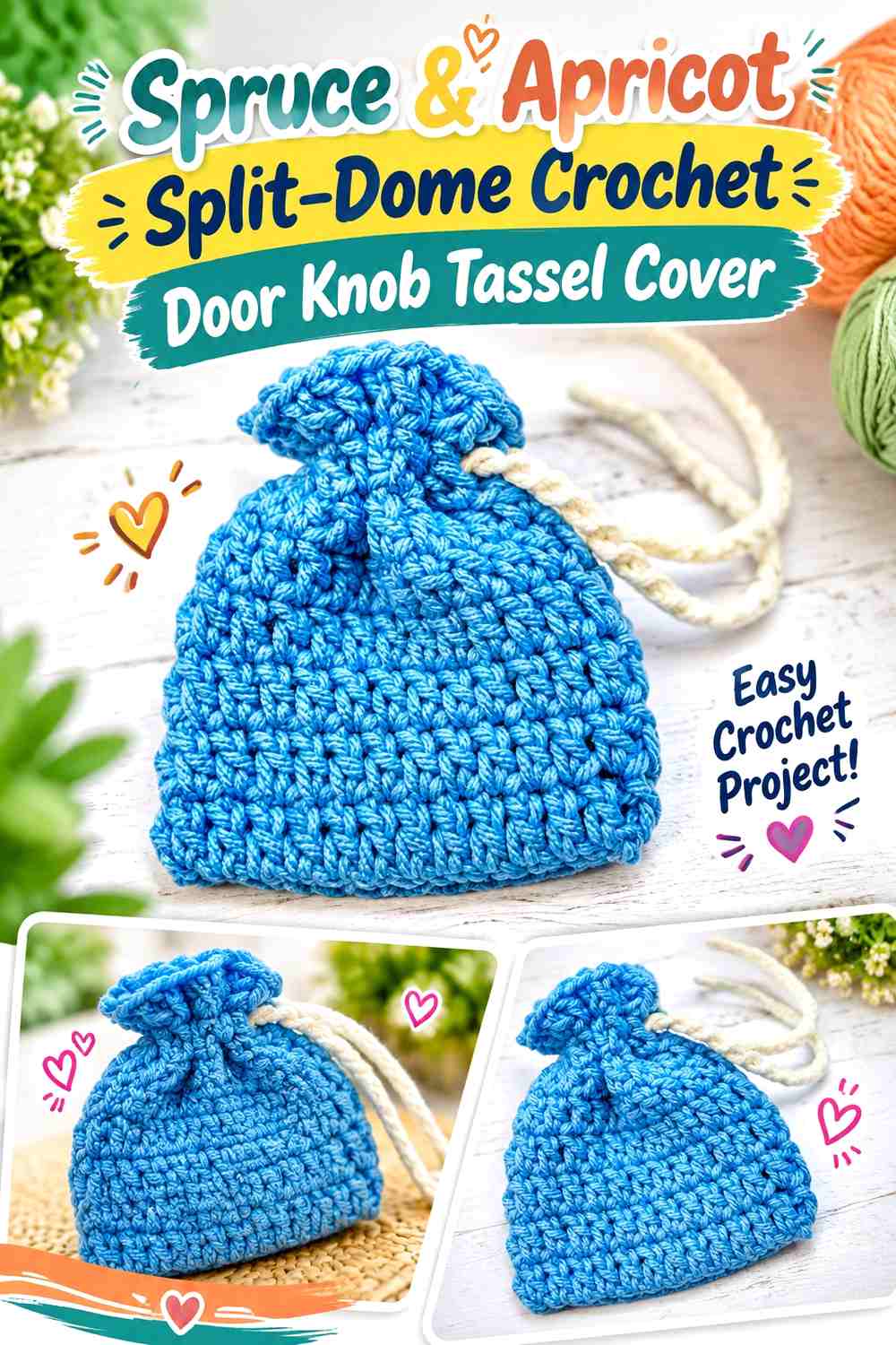 Spruce & Apricot Split Dome Crochet Door Knob Tassel Cover