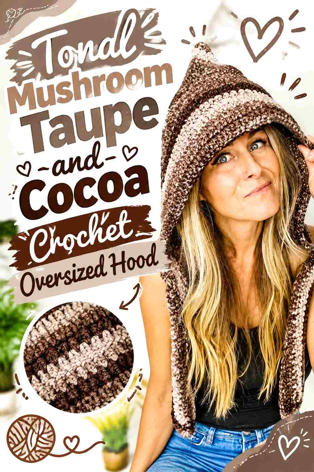19. Tonal Mushroom Taupe And Cocoa Crochet Oversized Hood