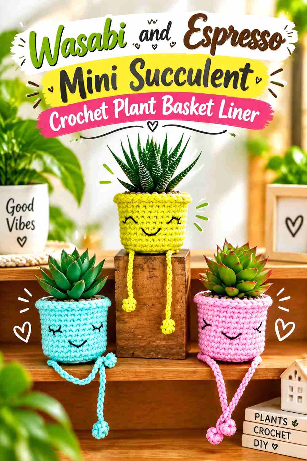 12. Wasabi And Espresso Mini Succulent Crochet Plant Basket Liner