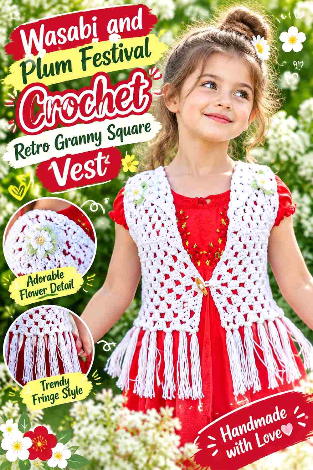 6. Wasabi And Plum Festival Crochet Retro Granny Square Vest
